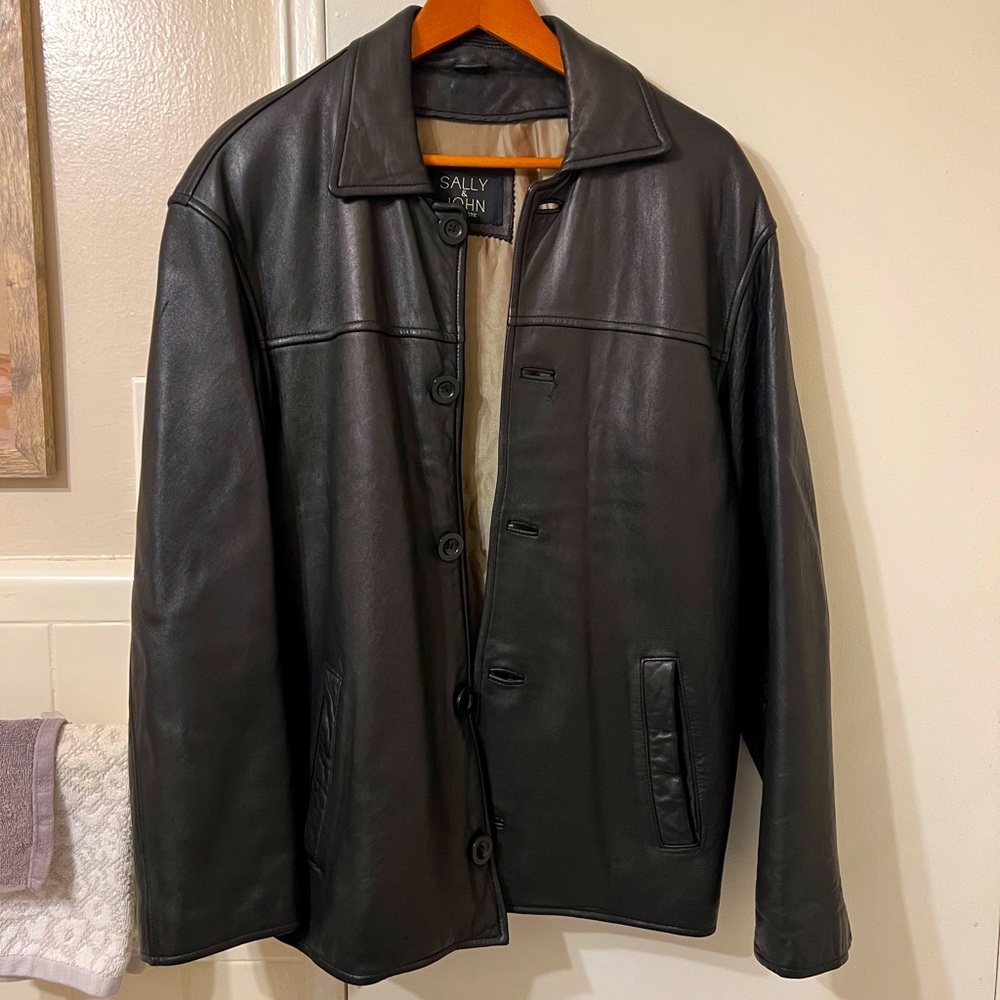 Vintage Sally & John black leather jacket